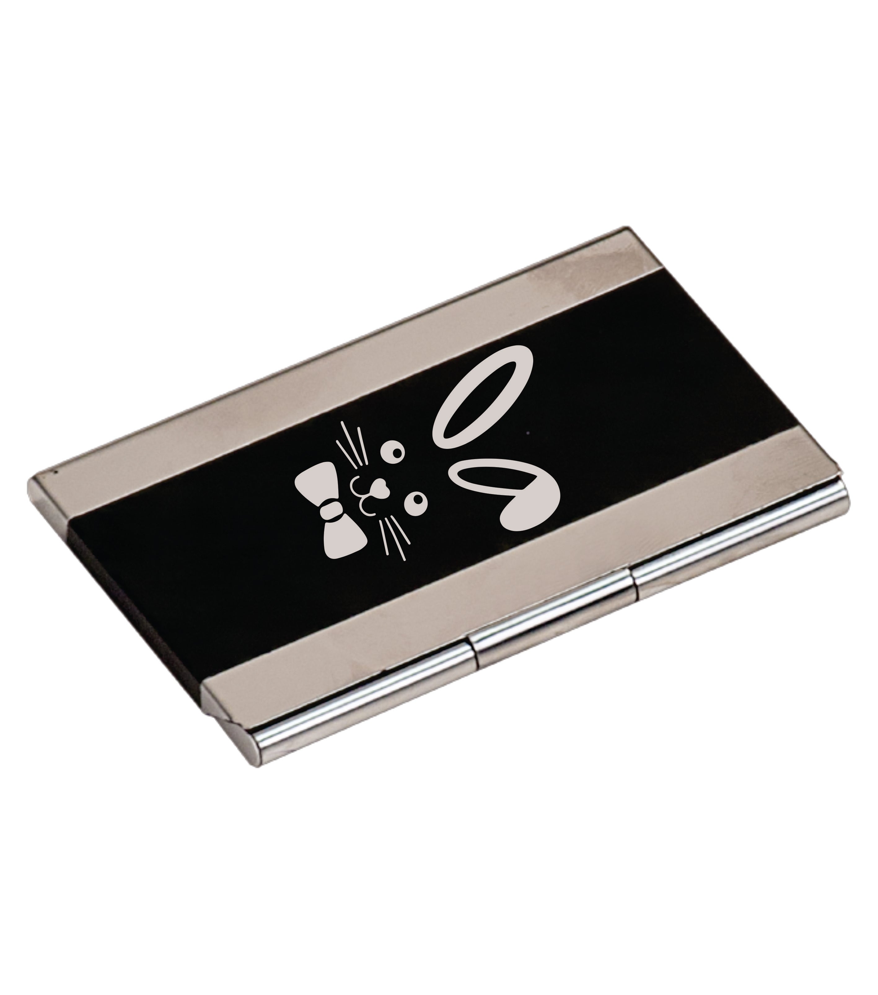 3 3/4" x 2 1/2" Black Laserable Business Card Holder
