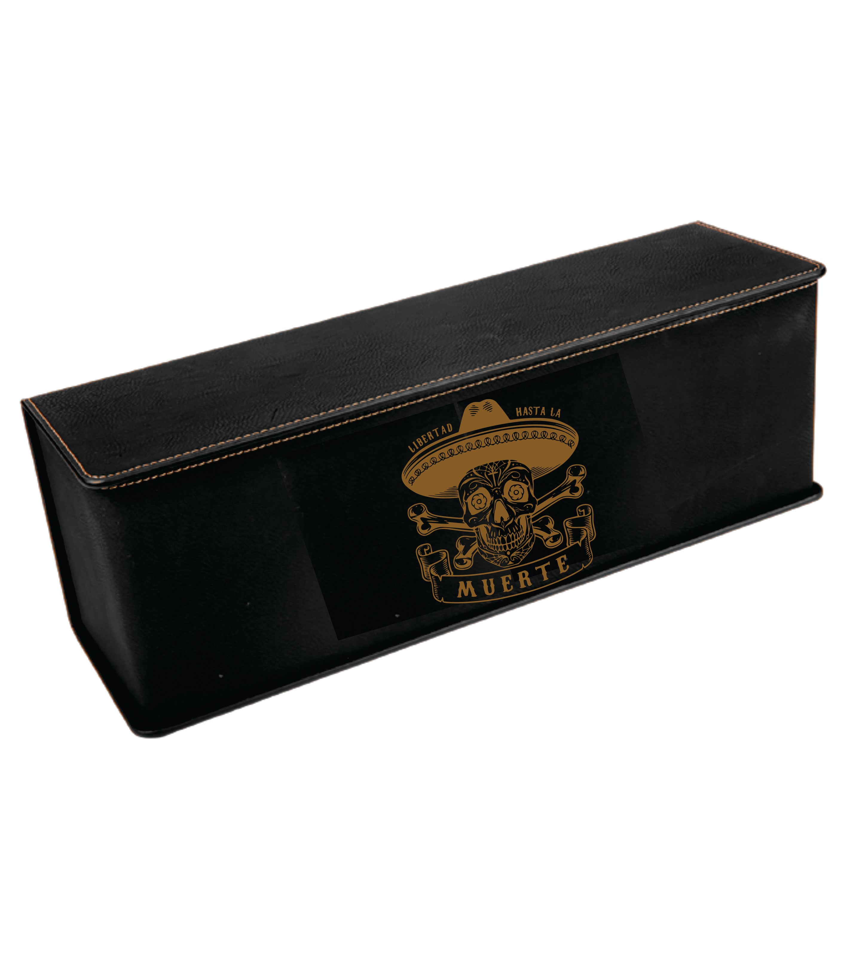 Dark Brown Laserable Leatherette Single Wine Box with Tools