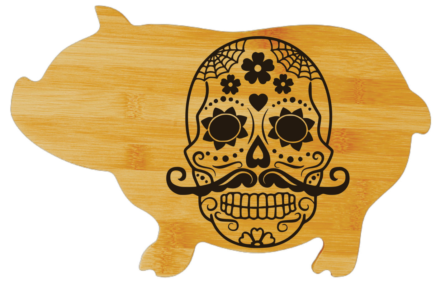 13 3/4" x 8 3/4" Bamboo Pig Shaped Cutting Board