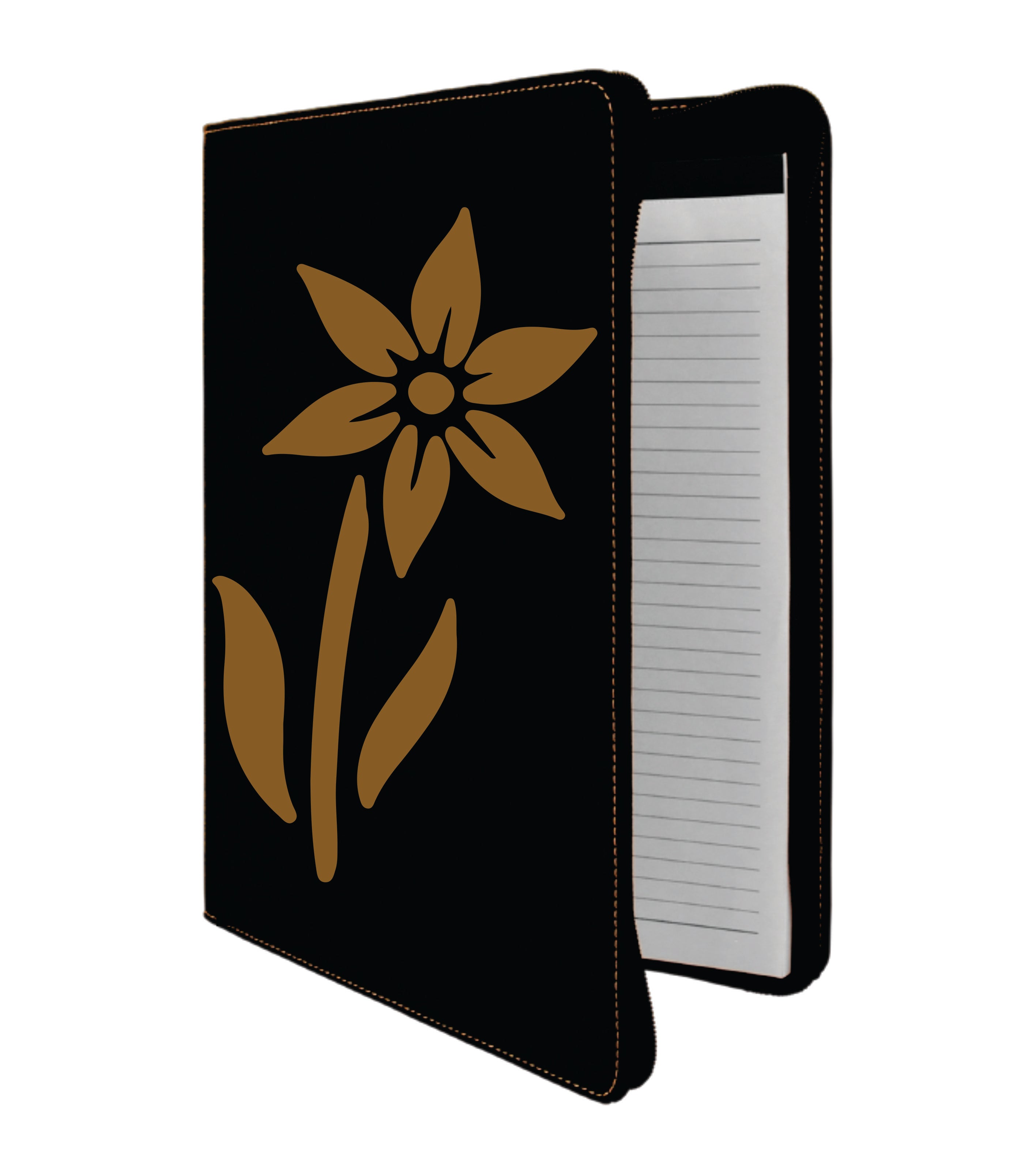9 1/2" x 12" Laserable Leatherette Portfolio with Notepad and Zipper