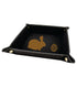 6" x 6" Black/Gold Laserable Leatherette Snap Up Tray with Gold Snaps