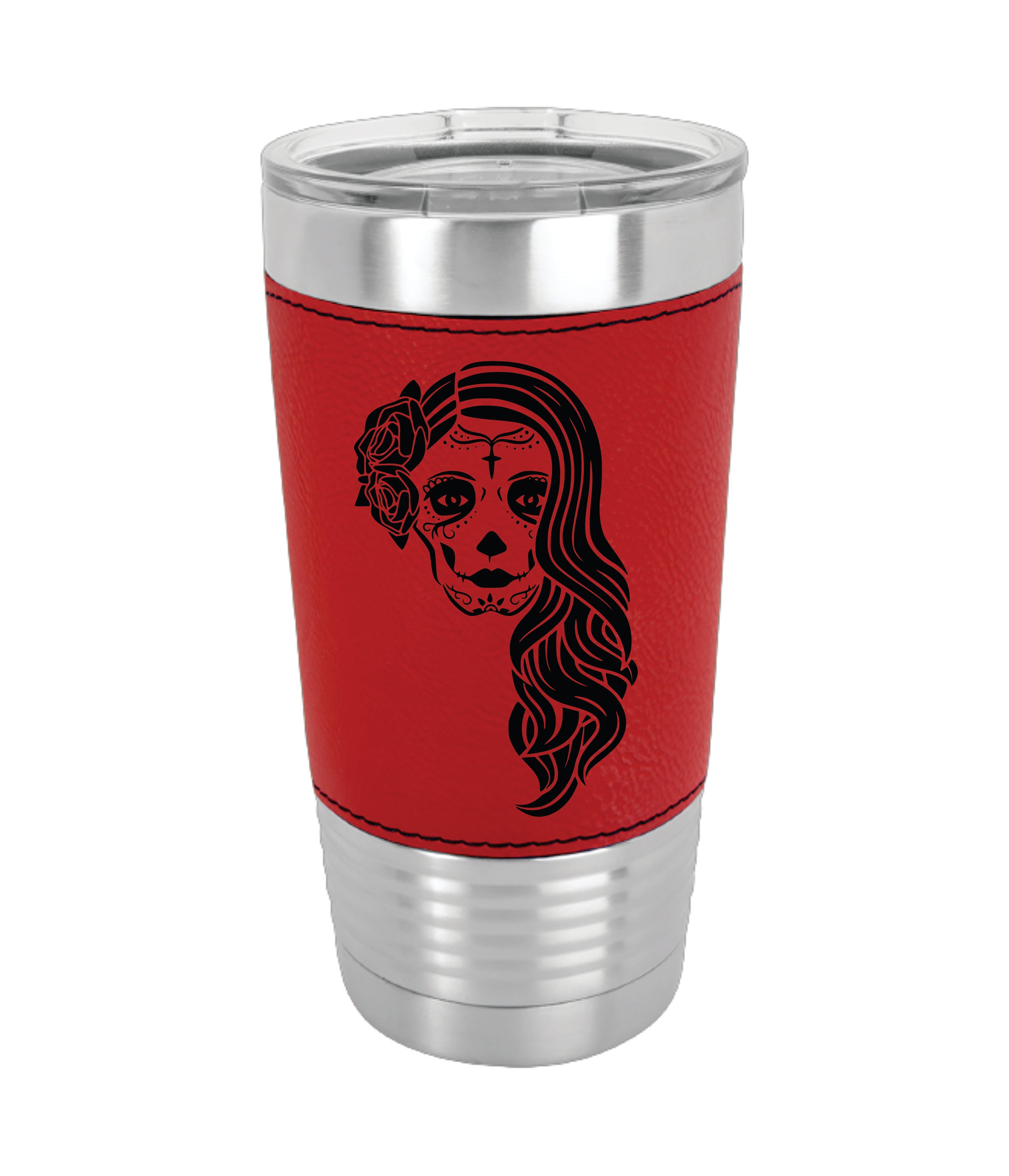 Polar Camel 20 oz. Red Laserable Leatherette Tumbler with Clear Lid