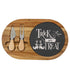 12 1/2" x 7 3/4" Acacia Wood/Slate Oval Cheese Set with Two Tools