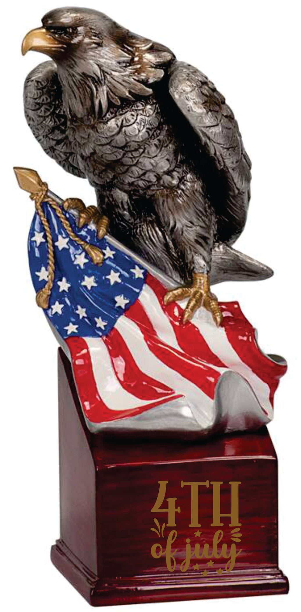 8 3/4" Eagle and Flag on Resin Base