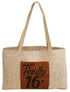 19" x 12" Burlap Bag with 5" Rawhide Laserable Leatherette Gusset