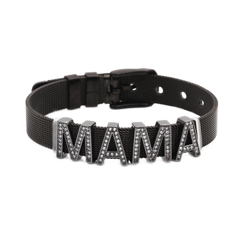 Números de letras unisex Correa de malla ajustable Pulseras y brazaletes de acero de titanio