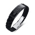 European and American Hipster Men's Jewelry  Stainless Steel Curved Silicone Bracelet Black + Steel Empty White Bracelet Bs084