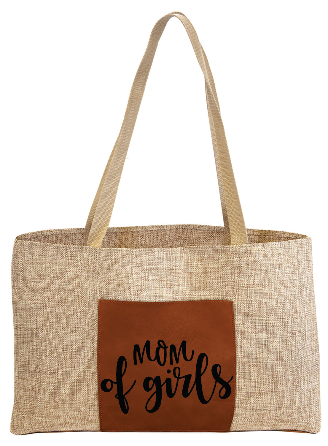 19" x 12" Burlap Bag with 5" Laserable Leatherette Gusset