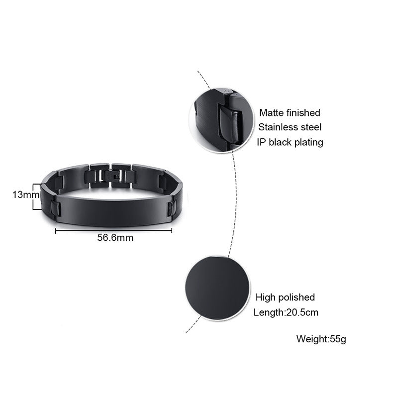 Watch Chain Men's Titanium Steel Surface Brushed Curved Bracelet Medical Bracelet Fashion Simple Can Carve Writing BR-618