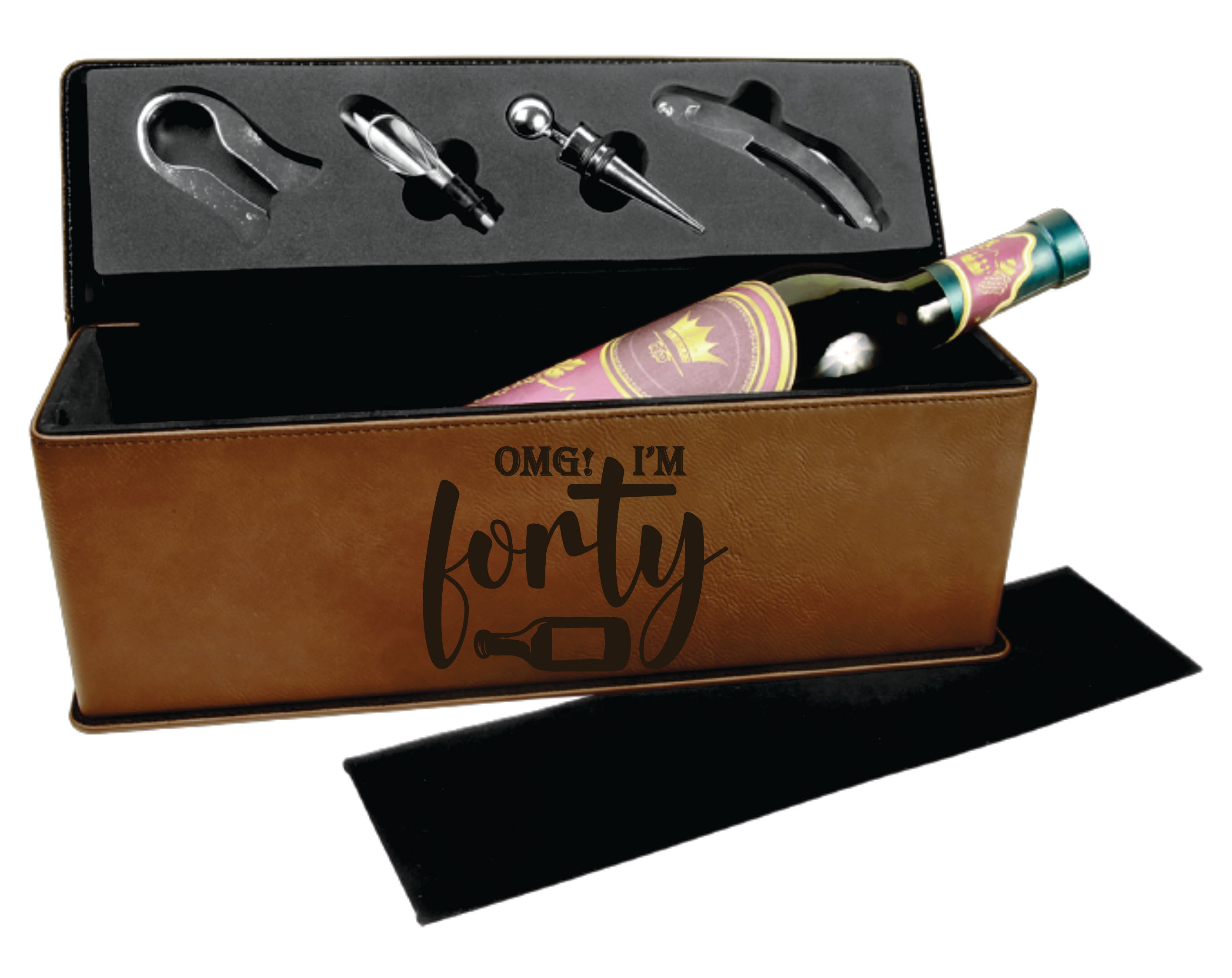 Laserable Leatherette Single Wine Box with Tools