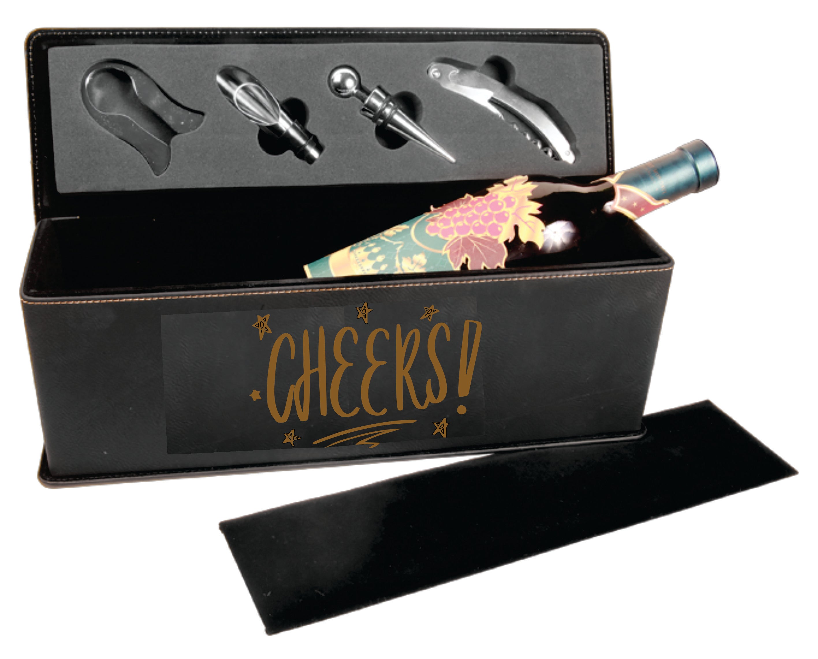 Laserable Leatherette Single Wine Box with Tools