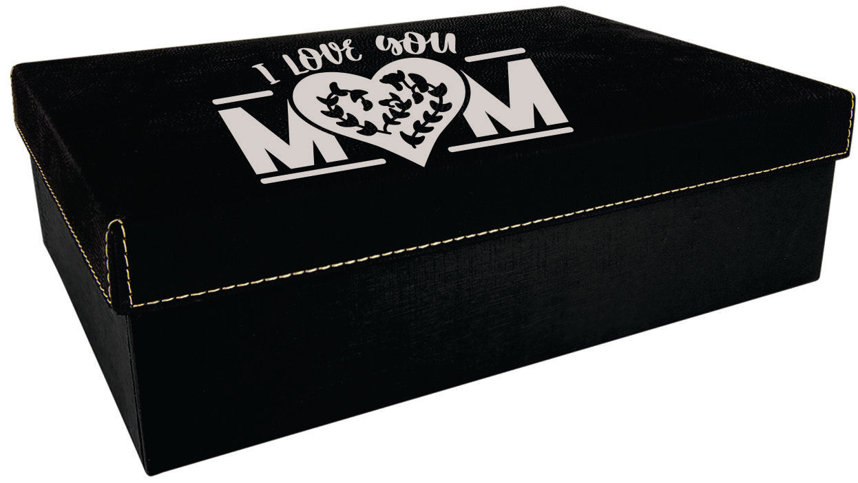 11 3/4" x 7 3/4" Black/Gold Gift Box with Laserable Leatherette Lid