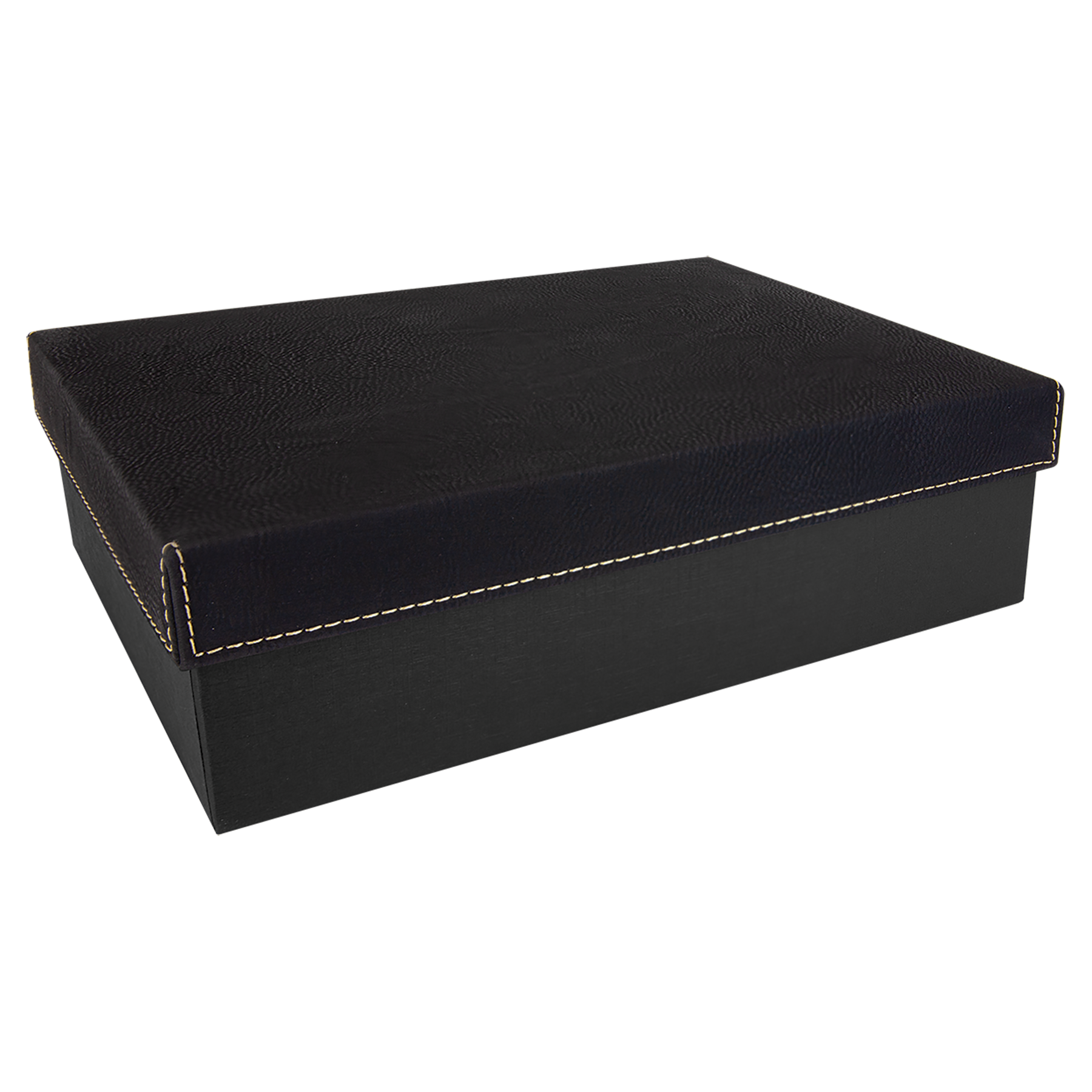 Caja de regalo negra/dorada con tapa de cuero sintético que se puede lavar con láser