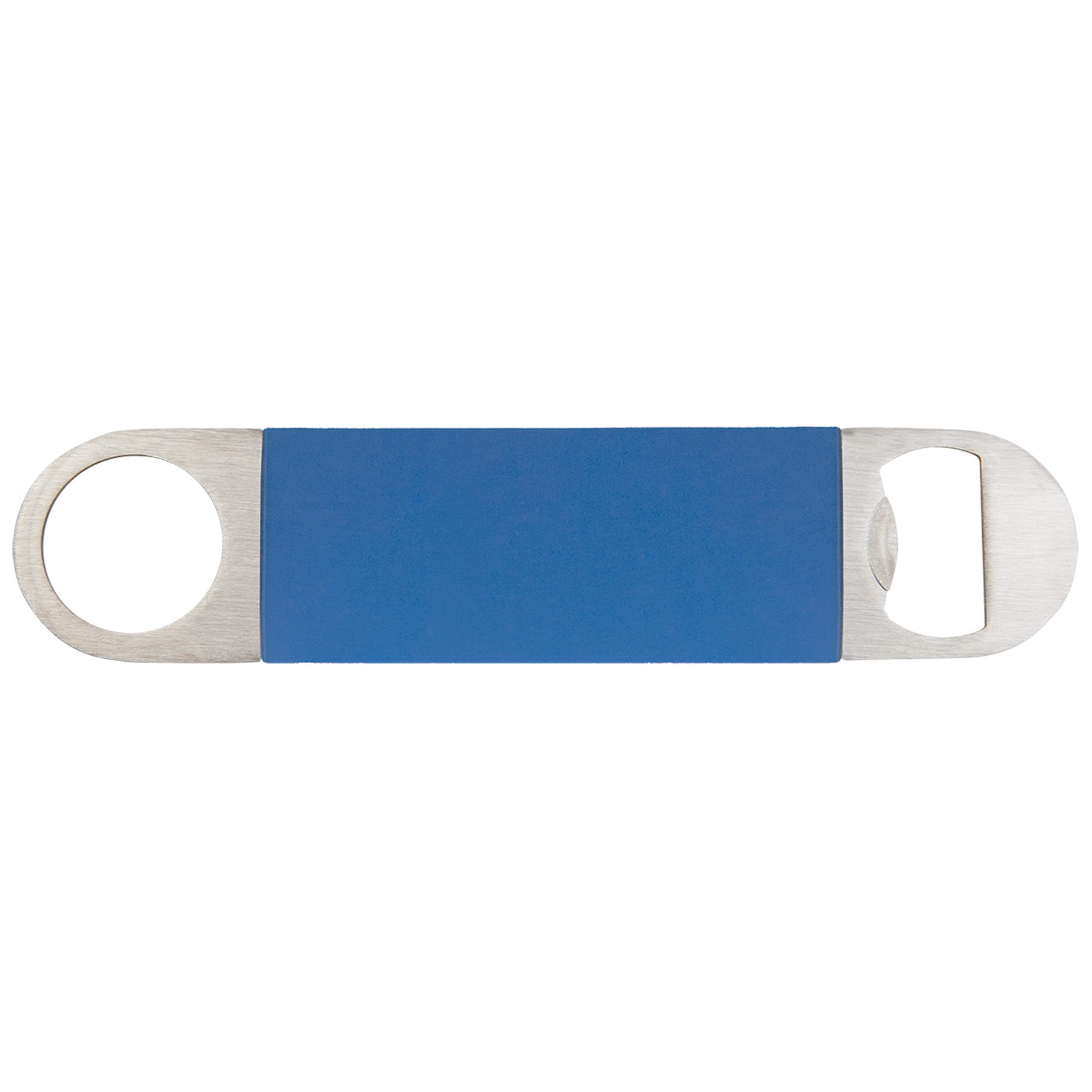 Abrebotellas azul/blanco con empuñadura de silicona