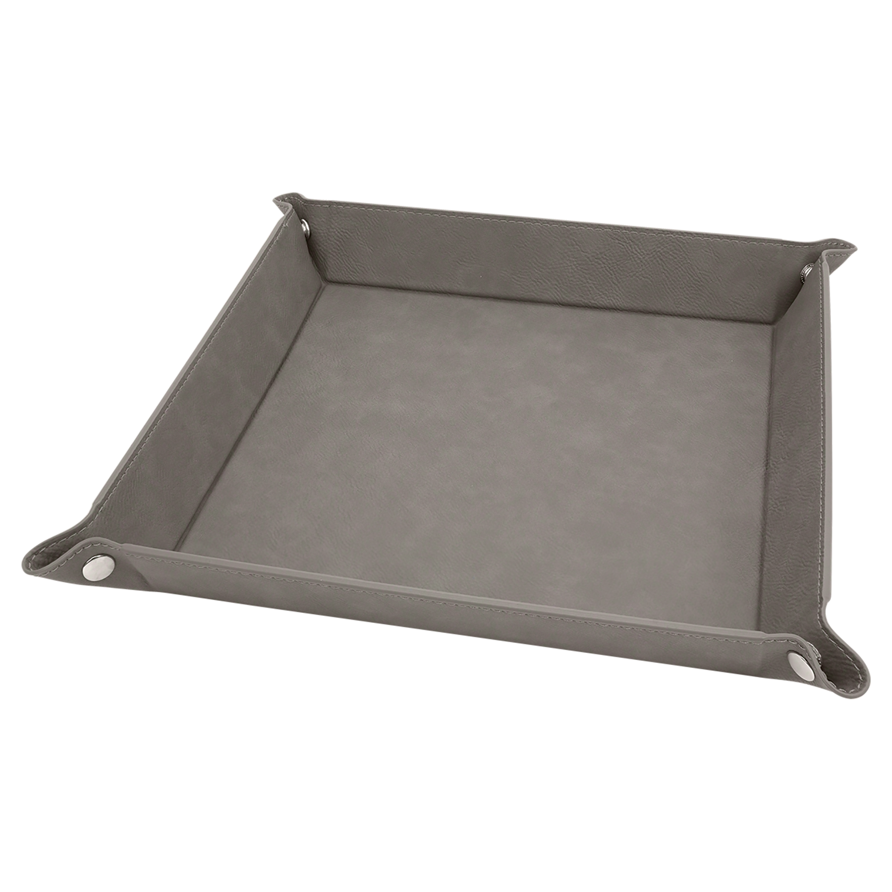 9" x 9" Laserable Leatherette Snap Up Tray with Silver Snaps