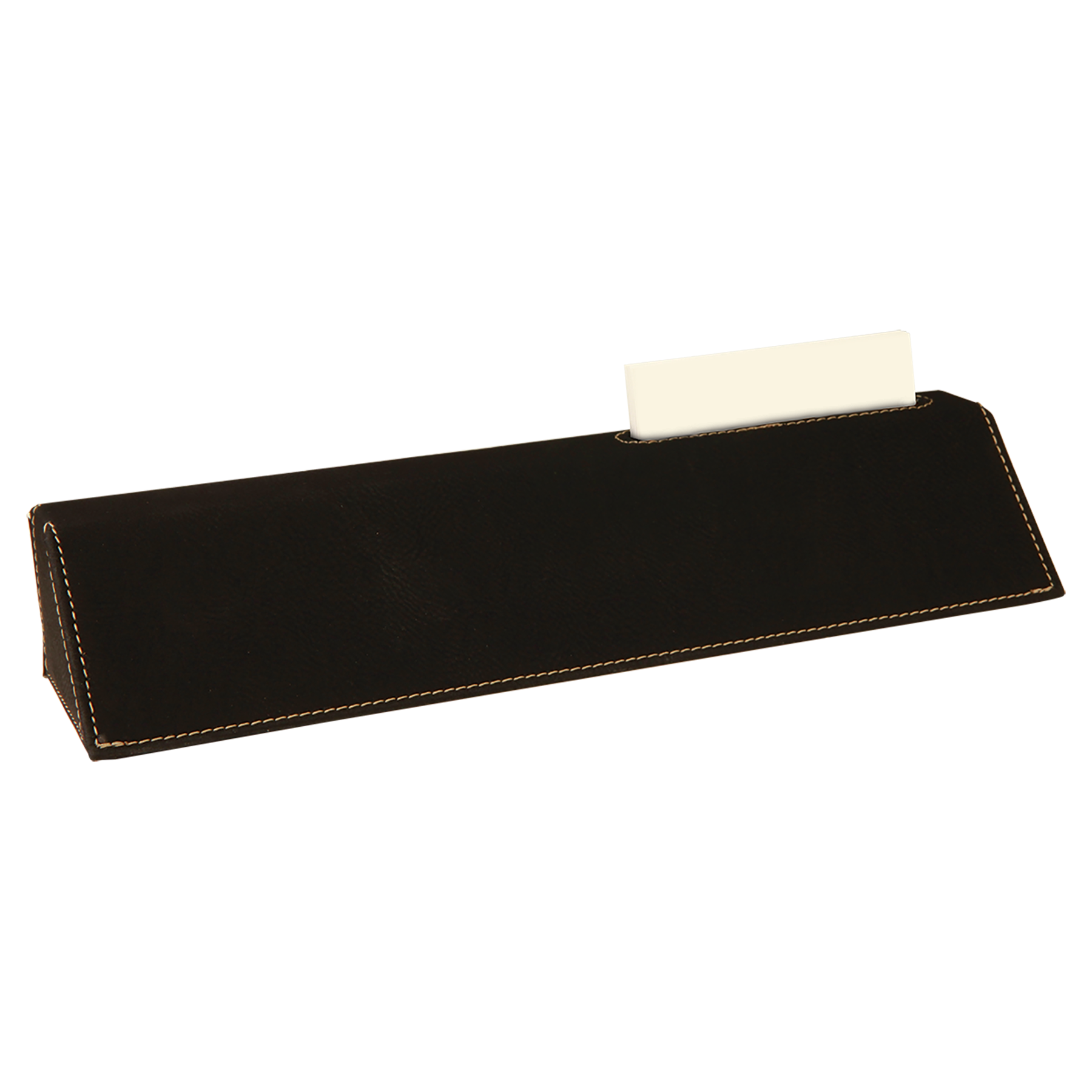 10 1/2" Black/Gold Laserable Leatherette Desk Wedge with Business Card Holder