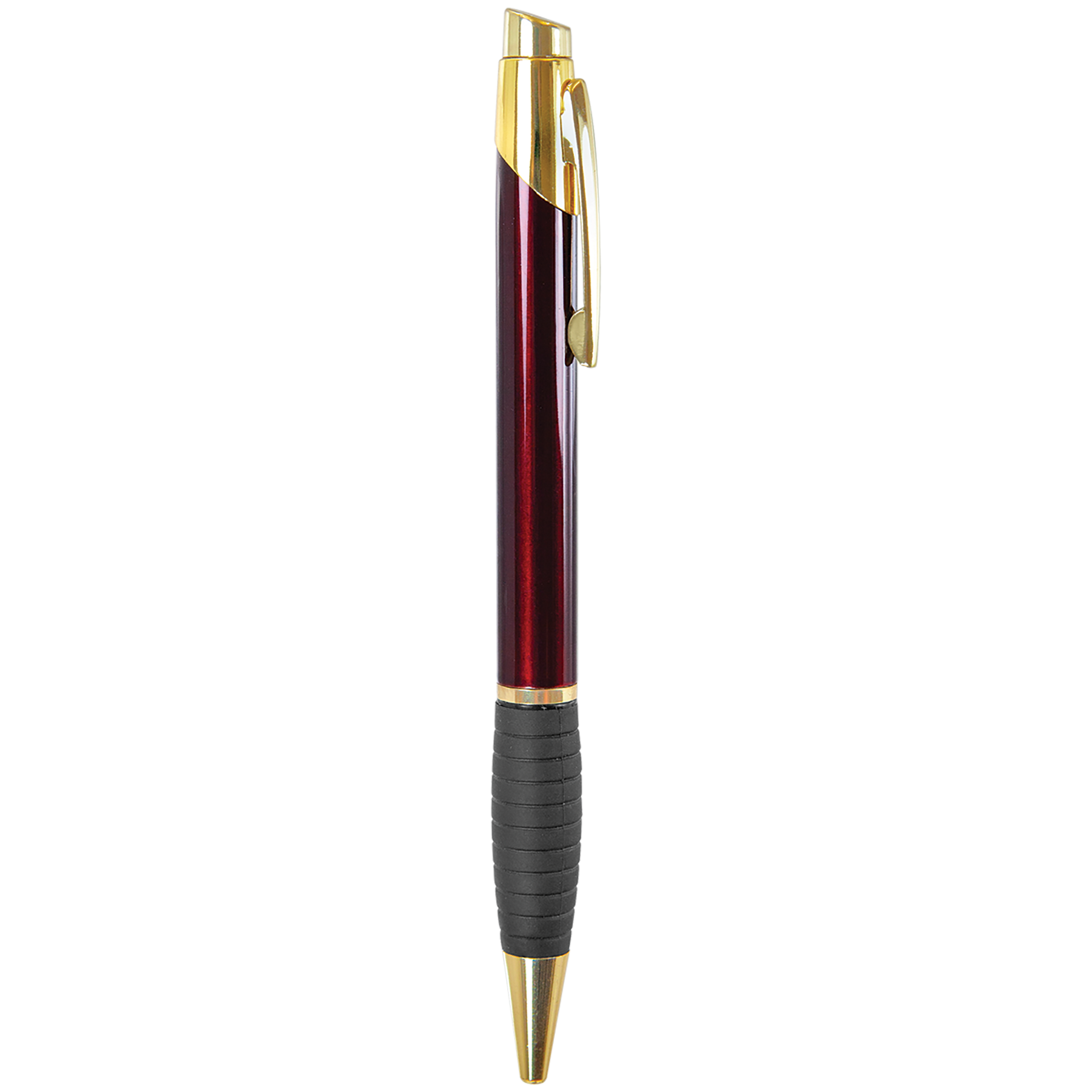Gloss Burgundy Brass Ballpoint Pen with Gripper