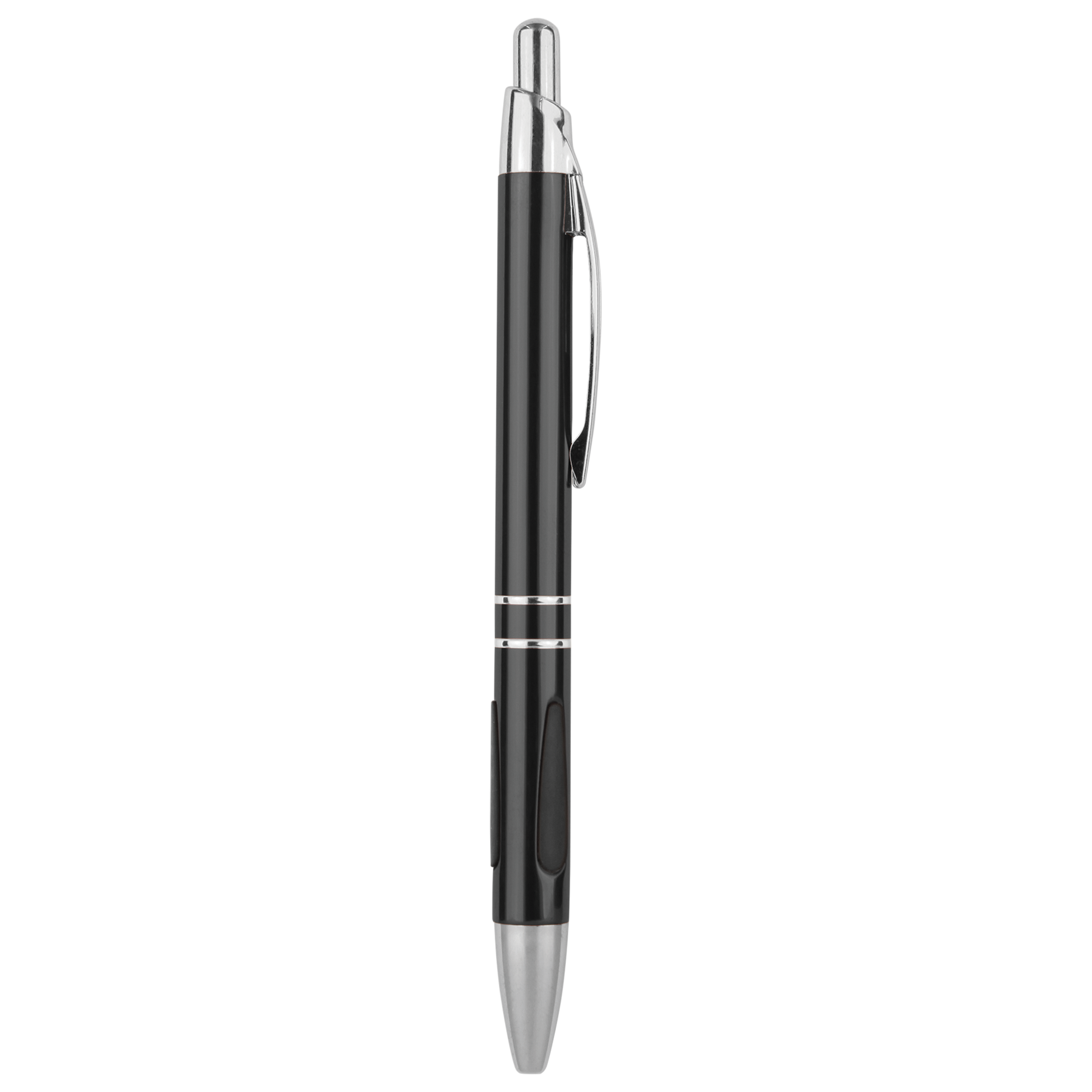 Black with Silver Trim Laserable Pen with Gripper